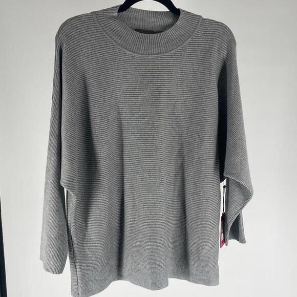 Vince Camuto Light Heather Grey Ribbed Oversized Sweater - Size L - Picture 1 of 3